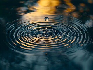 Moonlit Water Drop Ripples Capturing Tranquility in Motion