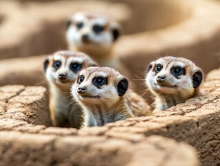 Meerkats Curiously Observe Their Surroundings in Natural Habitat