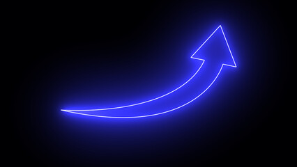 Neon Electric Up-Right Arrow Icon on Black: Abstract Cyber Arrows and Glowing Pathways for Futuristic Tech Design, Digital Navigation, and Illuminated Motion in Virtual Spaces