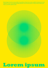 Set of Minimal Vector Brochure Design with Circles and Wave Lines. Abstract Background with Optical Illusion. Good for Business Identity or Music Fest Poster. Flat Style. Blue, Yellow, Pink.