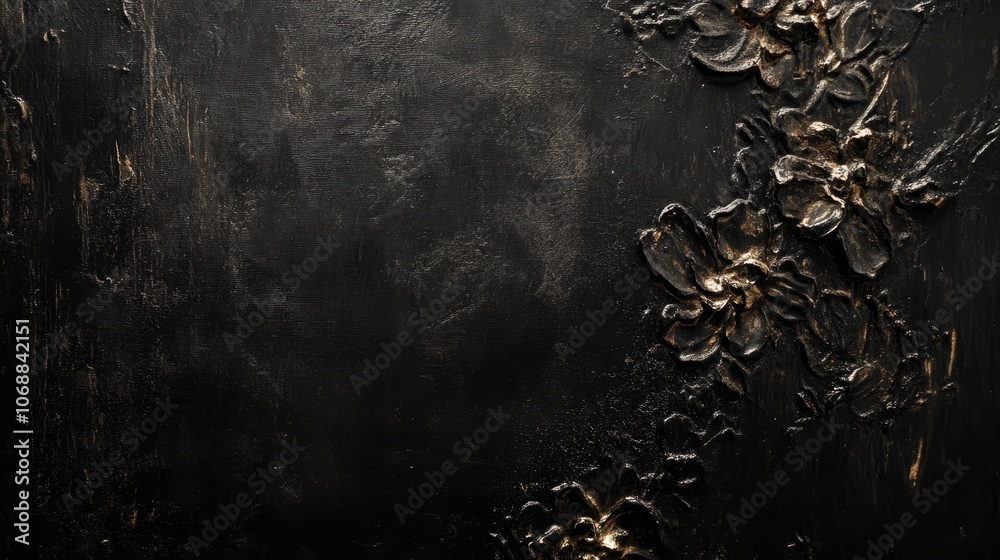 Leinwandbilder abstract dark background with textured floral elements. a moody and mysterious backdrop for graphic 