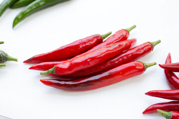 Chili peppers on a white background.