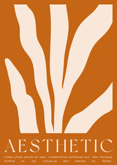 Trendy Groovy Vector Illustration Set in Matisse style. Floral Retro Art Card. Plants, flowers and leaves in hand drawn style.