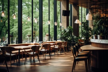 Interior of a modern empty cafe