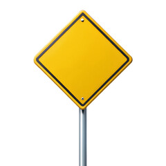 Blank Yellow Diamond-Shaped Road Sign Isolate on transparent background cutout, PNG file, Cutout file