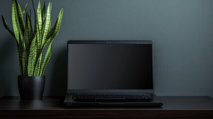 Fototapeta premium The Laptop and Green Plant