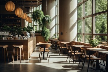 Fototapeta premium Interior of a modern empty cafe