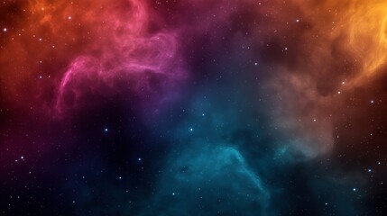 Fototapeta premium Colorful space scene with vibrant nebula clouds and stars in a deep galaxy setting