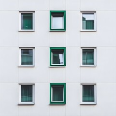 Fototapeta premium A building that has a green windows