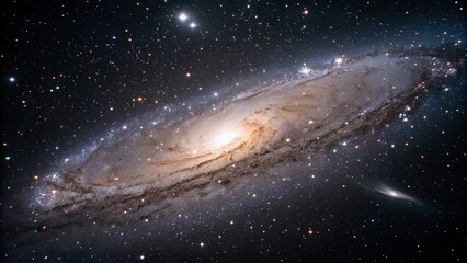 Fototapeta premium Ethereal glow emanates from tiny, shimmering particles that traverse the dark expanse of space, luminous spheres, starlight