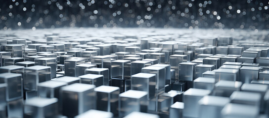 Obraz premium Abstract Metallic Cubes Background with Bokeh Effect