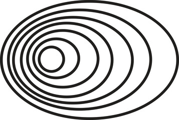 Uneven off center concentric circles with varying line width pattern Spiral line vector graphic 