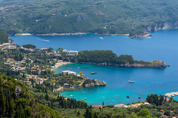 Fototapeta premium Panoramic view of Paleokastritsa bay, Corfu island, Greece