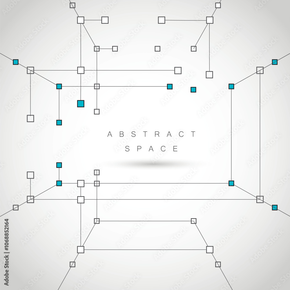 Poster Vector banner design with geometric connected lines and dots