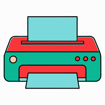 red and green printer with blue paper clip art preview