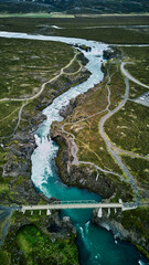 A Magnificent Aerial View of Goðafoss Waterfall, Iceland