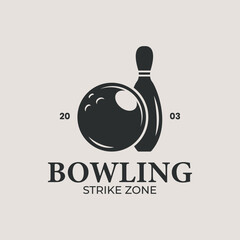 bowling logo vector vintage illustration design