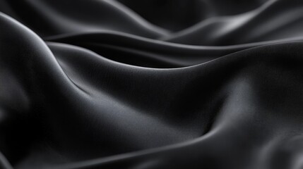 Obraz premium Black fabric draped with gentle waves. Abstract background with elegant texture.