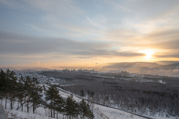 the observation deck on Nikolaevskaya Sopka in winter, Krasnoyarsk