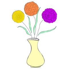 Vase with flowers. Doodle style. Illustration.