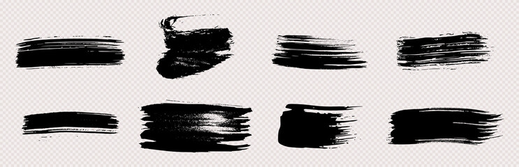 Set of black hand drawn brush strokes