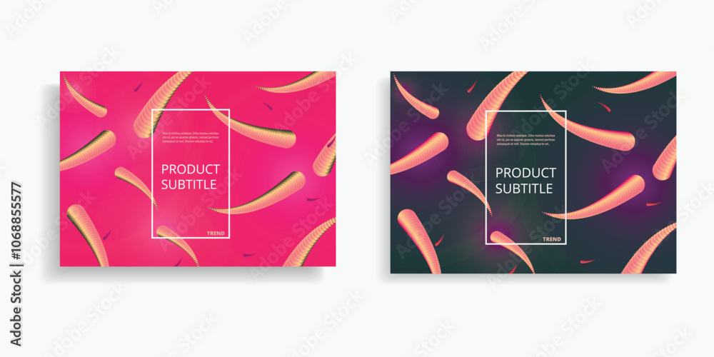 Poster Cover brochure vector motion design of dynamic composition with colored rounded shapes lines
