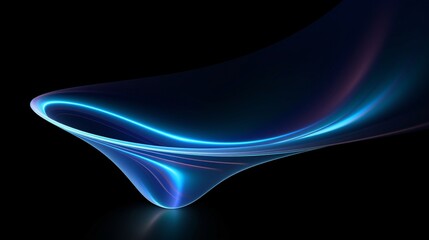 Futuristic blue neon swirls shape a funnel against a dark backdrop, creating a whirlwind vortex light effect in a realistic illustration.