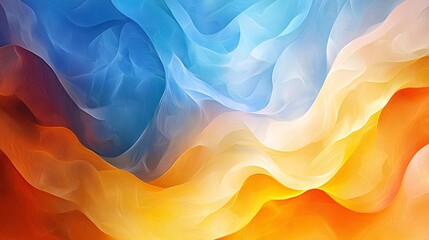 Obraz premium An abstract swirling blend of blue, orange, and yellow hues, creating a mesmerizing flow of color and light, perfect for backgrounds or artistic projects.
