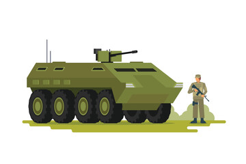 Armoured personnel carrier APC vector illustration, military vehicles