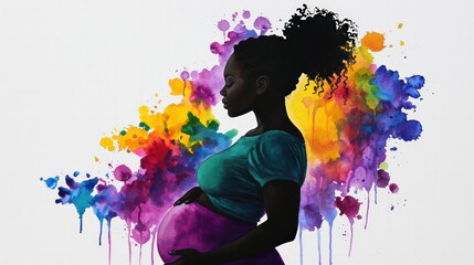 Celebrate Motherhood with Vibrant Watercolor Art Depicting Pregnancy