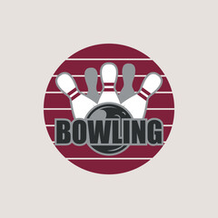 bowling and pins retro logo vector vintage illustration design