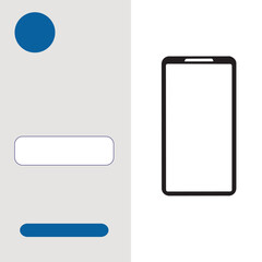 Blue and gray commercial template background with a smartphone and copy space