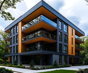 Facade of a modern apartment building
