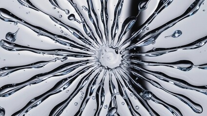 Mesmerizing, super sharp and highly detailed abstract image with splashes of crystal clear water on a white background
