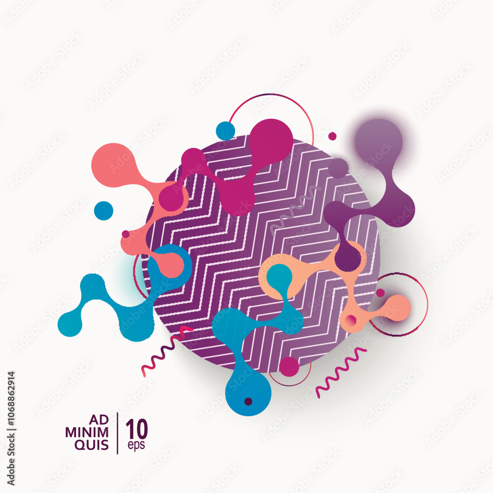 Poster colorful geometric background design with fluid shapes composition
