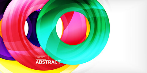 Fototapeta premium Bright colorful circles with light effects. Abstract background