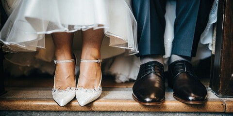 Bride and Groom Shoes on Wedding Day