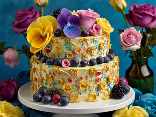 Birthday cake with flower