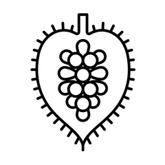 Roucou, line icon. Annatto seeds, bixa orellana. Achiote tree fruit in open way. Organic source in cosmetology - Roucou oil. Linear icon, editable strokes. 