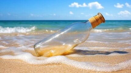 Message in a bottle on a sunny beach
