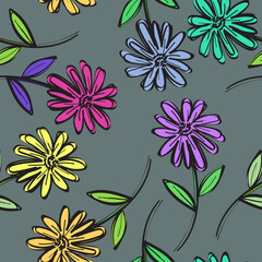 Psychedelic Flower Garden Pattern Background