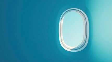 Obraz premium An airplane window with a clear view of the sky, highlighting travel and exploration.