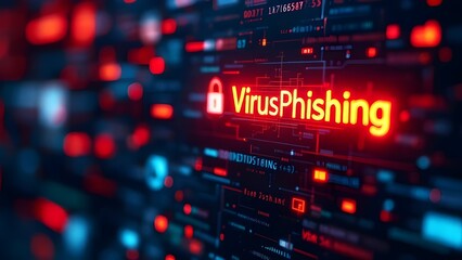 Fototapeta premium Virus Phishing digital malware and hacking background for cybersecurity wallpaper idea