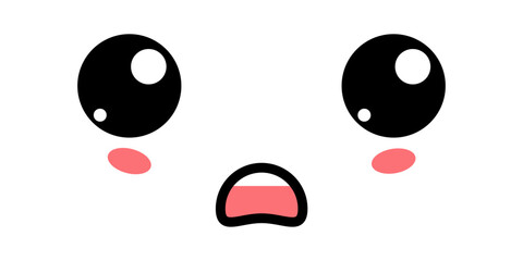 Cute Anxious Kawaii Face Icon. Kawaii color cute face expression emoticon. Japanese kawaii emoji