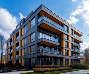 Obraz premium Facade of a modern apartment building