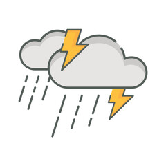Severe Thunderstorm weather icon linear style isolated white