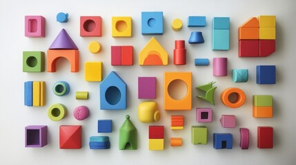 Colorful Wooden Blocks on a White Background