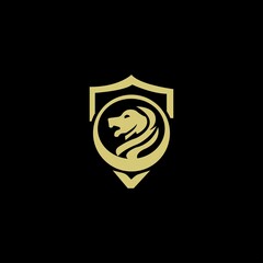 Lion shield vector logo template design