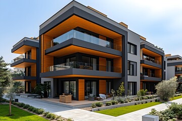 Obraz premium Facade of a modern apartment building