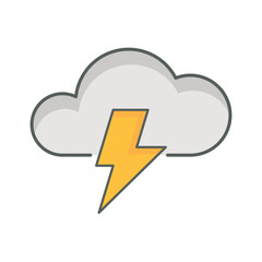 Thunderstorm weather icon linear style isolated white.